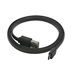 USB kabel (2.0), USB A (M) reversible - microUSB reversible (M), 1m, płaski, czarny, EOL