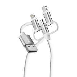 Verbatim USB kabel USB A M - Micro-B, USB-C, Lightning Cable, 18W, 1m, biała, box, 32394