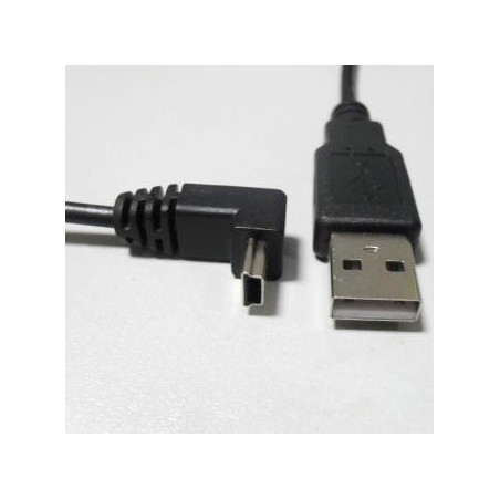 USB kabel (2.0), USB A M - miniUSB (M), 1.8m, pod katem 90°, czarny