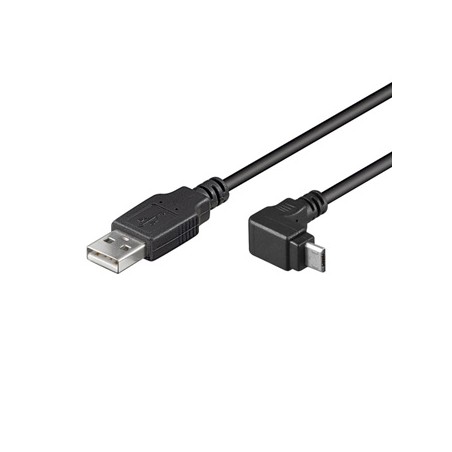 USB kabel (2.0), USB A M - microUSB (M), 1.8m, pod katem 90°, czarny