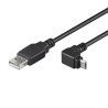 USB kabel (2.0), USB A M - microUSB (M), 1.8m, pod katem 90°, czarny