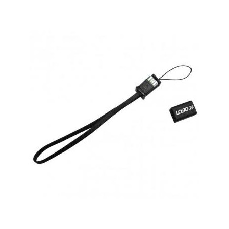 Logo USB kabel (2.0), USB A M - miniUSB (M), 0.3m, czarny, smycz do aparatu, EOL