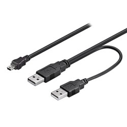 Logo USB kabel (2.0), 2x USB A (M) - miniUSB (M), 0.6m, czarny, blister, EOL
