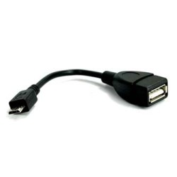 Logo USB kabel (2.0), microUSB (M) - USB A F, 0.15m, OTG, czarny