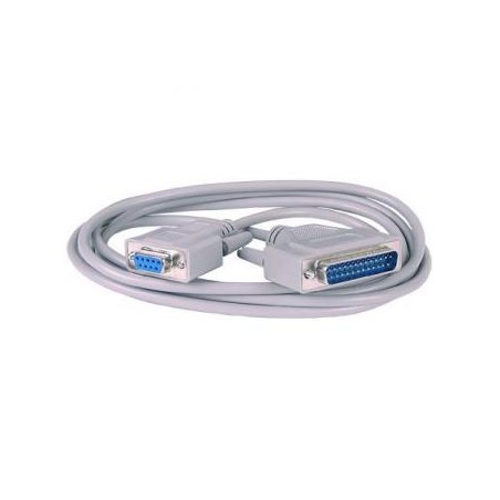 Kabel do transmisji danych sériový/paralelní, DB25 samec - DB9 samice, 2 m, do modemu, szary, opakowanie bulk, EOL