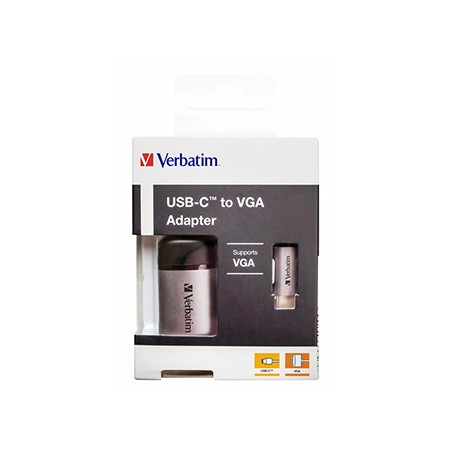USB (3.1) hub 1-port, 49145, szara, długość przewodu 10cm, Verbatim, adapter USB C na VGA