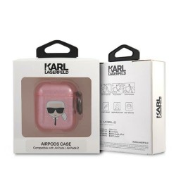 Karl Lagerfeld etui do Airpods 1/2 KLA2UKHGP cover różowa Glitter Karl`s Head