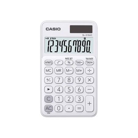 Casio Kalkulator SL 310 UC WE, biała, kieszonkowy, 10 miejsc, podwójne zasilanie