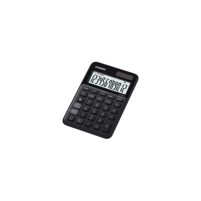 Casio Kalkulator MS 20 UC BK, czarna, 12 miejsc, podwójne zasilanie, EOL