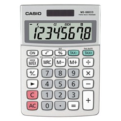 Casio Kalkulator MS 88 ECO, srebrna, stołowy