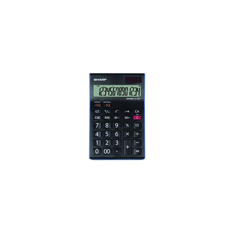 Sharp Kalkulator EL-145TBL, czarno-niebieski, stołowy, 14 miejsc