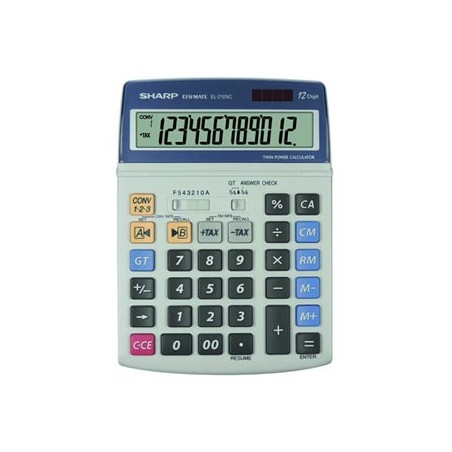 Sharp Kalkulator EL-2125C, szara, biurkowy, 12 miejsc
