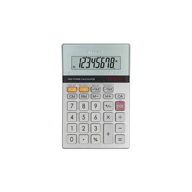 Sharp Kalkulator EL-330ER, srebrna, kieszonkowy, 8 miejsc