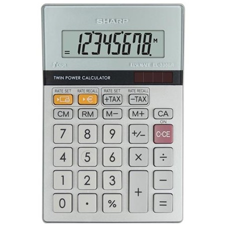 Sharp Kalkulator EL-330ER, srebrna, kieszonkowy, 8 miejsc