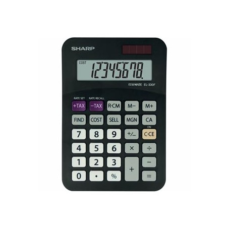 Sharp Kalkulator EL-330FBBK, czarna, biurkowy, 8 miejsc