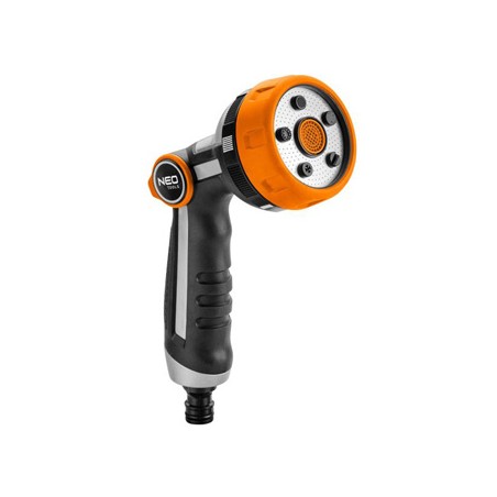 NEO TOOLS Zraszacz pistoletowy, z regulacją strumienia 5 funkcji, ON/OFF obsługiwany kciukiem, pomarańczowo-czarna, 15-708