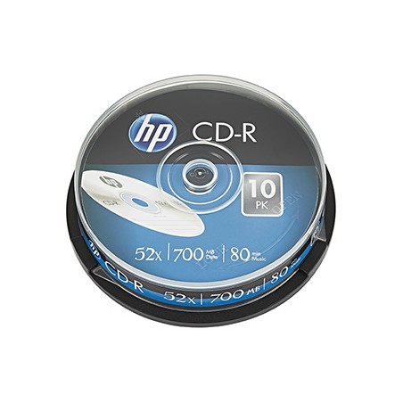 HP CD-R, CRE00019-3, 69308, 10-pack, 700MB, 52x, 80min., 12cm, bez możliwości nadruku, cake box, do archiwizacji danych