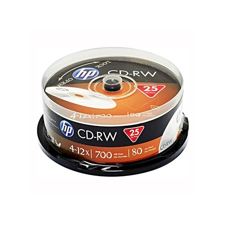 HP CD-RW, CWE00019-3, 69313, bez możliwości nadruku, 25 pack, 700MB, 4-12x, 80min., 12cm, cake box, do archiwizacji danych