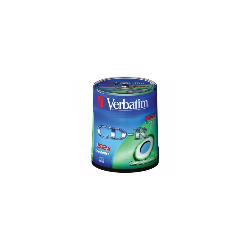 Verbatim CD-R, 43411, Extra Protection, 100-pack, 700MB, 52x, 80min., 12cm, bez możliwości nadruku, spindle, do archiwizacji dan