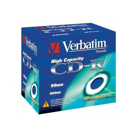 Verbatim CD-R, 43428, High Capacity, 10-pack, 800MB, 40x, 90min., 12cm, bez możliwości nadruku, jewel box, do archiwizacji danyc
