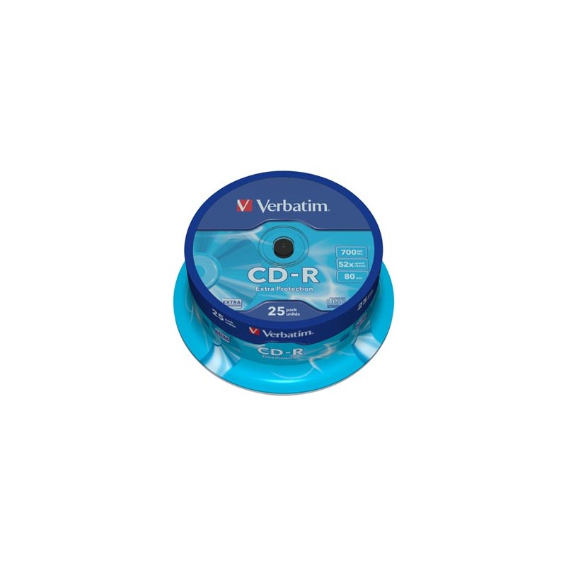 Verbatim CD-R, 43432, Extra Protection, 25-pack, 700MB, 52x, 80min., 12cm, bez możliwości nadruku, cake box, do archiwizacji dan