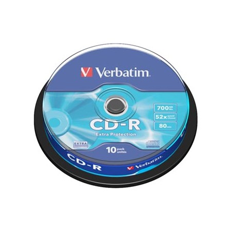 Verbatim CD-R, 43437, Extra Protection, 10-pack, 700MB, 52x, 80min., 12cm, bez możliwości nadruku, cake box, do archiwizacji dan