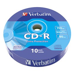 Verbatim CD-R, 43725, Extra Protection, 10-pack, 700MB, 52x, 80min., 12cm, bez możliwości nadruku, wrap, do archiwizacji danych