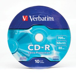 Verbatim CD-R, 43725, Extra Protection, 10-pack, 700MB, 52x, 80min., 12cm, bez możliwości nadruku, wrap, do archiwizacji danych