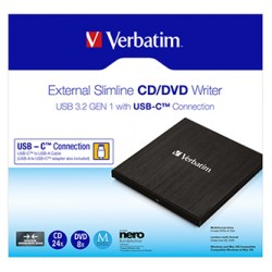 Verbatim 43886, Nagrywarka CD/DVD, szybkość CD(24x) DVD (8x),USB 3.2 GEN1 i USB-C