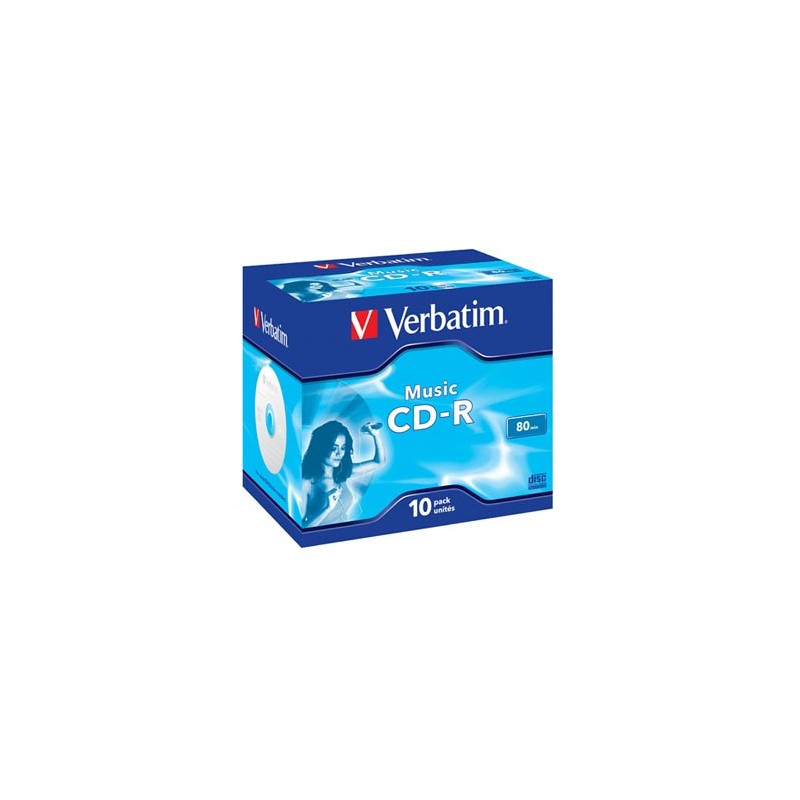Verbatim CD-R Audio, 43365, Music CD-R, 10-pack, 16x, 80min., 12cm, bez możliwości nadruku, jewel box, do archiwizacji danych