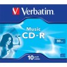 Verbatim CD-R Audio, 43365, Music CD-R, 10-pack, 16x, 80min., 12cm, bez możliwości nadruku, jewel box, do archiwizacji danych