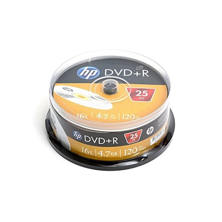 HP DVD+R, 69329, DRE00025-3, 4.7GB, 16x, cake box, 25-pack, bez możliwości nadruku, 12cm, do archiwizacji danych