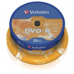 Verbatim DVD-R, Matt Silver, 43522, 4.7GB, 16x, cake box, 25-pack, bez możliwości nadruku, 12cm, do archiwizacji danych, EOL