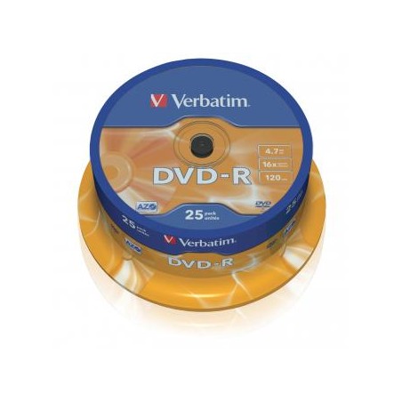 Verbatim DVD-R, Matt Silver, 43522, 4.7GB, 16x, cake box, 25-pack, bez możliwości nadruku, 12cm, do archiwizacji danych, EOL