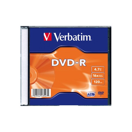 Verbatim DVD-R, Matt Silver, 43547, 4.7GB, 16x, slim box, 1 ks, bez możliwości nadruku, 12cm, do archiwizacji danych