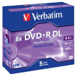 Verbatim DVD+R DL, Double Layer Matt Silver, 43541, 8.5GB, 8x, jewel box, 5-pack, bez możliwości nadruku, 12cm, do archiwizacji 