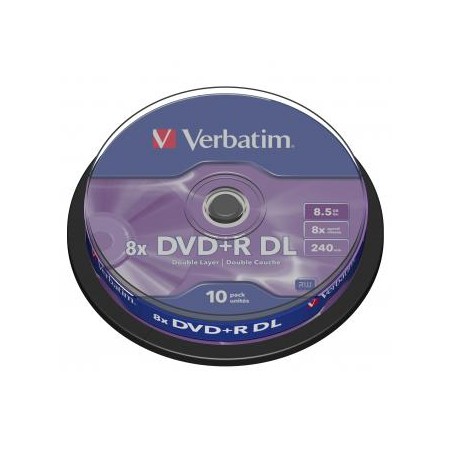 Verbatim DVD+R DL, Double Layer Matt Silver, 43666, 8.5GB, 8x, spindle, 10-pack, bez możliwości nadruku, 12cm, do archiwizacji d