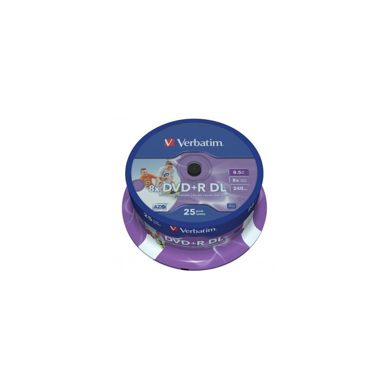Verbatim DVD+R DL, Double Layer Wide Inkjet Printable, 43667, 8.5GB, 8x, spindle, 25-pack, 12cm, do archiwizacji danych