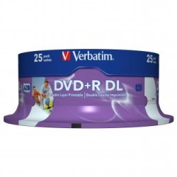 Verbatim DVD+R DL, Double Layer Wide Inkjet Printable, 43667, 8.5GB, 8x, spindle, 25-pack, 12cm, do archiwizacji danych