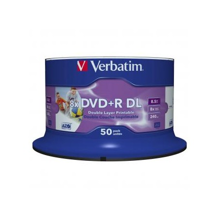 Verbatim DVD+R DL, Double Layer Wide Inkjet Printable, 43703, 8.5GB, 8X, spindle, 50-pack, 12cm, do archiwizacji danych