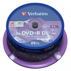 Verbatim DVD+R DL, Double Layer Matt Silver, 43757, 8.5GB, 8x, spindle, 25-pack, 12cm, do archiwizacji danych