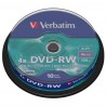 Verbatim DVD-RW, Matt Silver, 43552, 4.7GB, 4x, spindle, 10-pack, bez możliwości nadruku, 12cm, do archiwizacji danych
