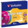 Verbatim DVD+RW, Colour, 43297, 4.7GB, 4x, slim box, 5-pack, bez możliwości nadruku, 12cm, do archiwizacji danych