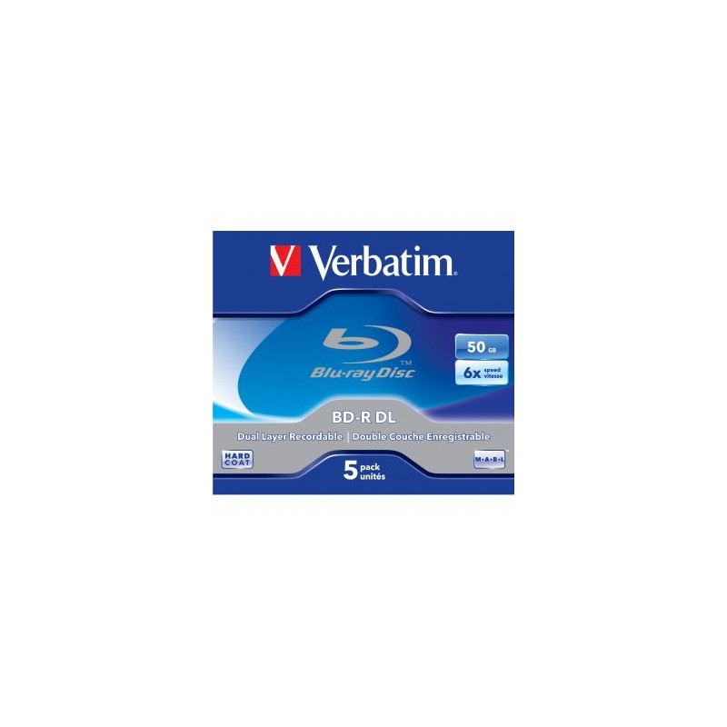 Verbatim BD-R, Dual Layer 50GB, jewel box, 43748, 6x, 5-pack, do archiwizacji danych