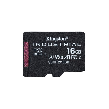 Kingston karta pamięci Industrial C10, 16GB, micro SDHC, SDCIT2/16GBSP, UHS-I U3 (Class 10), V30, A1, karta pSLC