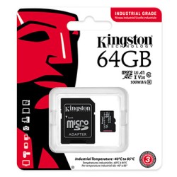 Kingston karta pamięci Industrial C10, 64GB, micro SDxc, SDCIT2/64GB, UHS-I U3 (Class 10), pSLC karta + adapter, V30, A1