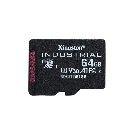 Kingston karta pamięci Industrial C10, 64GB, micro SDXC, SDCIT2/64GBSP, UHS-I U3 (Class 10), karta pSLC, V30, A1