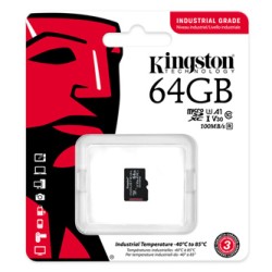 Kingston karta pamięci Industrial C10, 64GB, micro SDXC, SDCIT2/64GBSP, UHS-I U3 (Class 10), karta pSLC, V30, A1