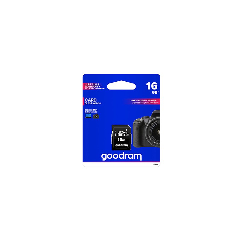 Goodram Karta pamięci Secure Digital Card, 16GB, SDHC, S1A0-0160R12, UHS-I U1 (Class 10)