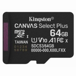 Kingston karta Canvas Select Plus, 64GB, micro SD, SDCS3/64GBSP, UHS-I U1 (Class 10), A1